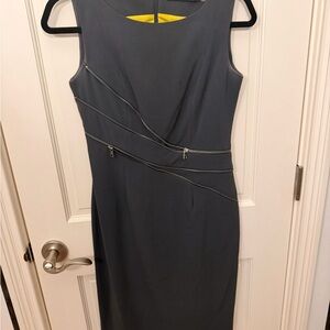 Marc New York Gray Midi Dress with Zipper Detail